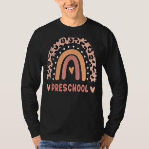 Preschool Teacher Rainbow Leopard Back To School T-Shirt
