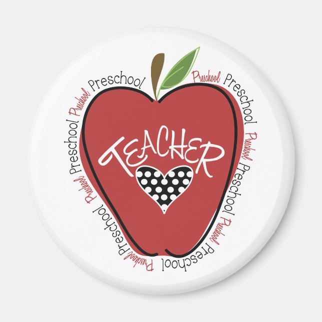 Preschool Teacher Red Apple Magnet (Front)