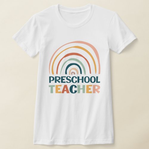 Preschool teacher retro colors boho rainbow T_Shirt