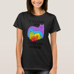 Preschool Teacher Teach Tiny Humans Rainbow Cats T-Shirt