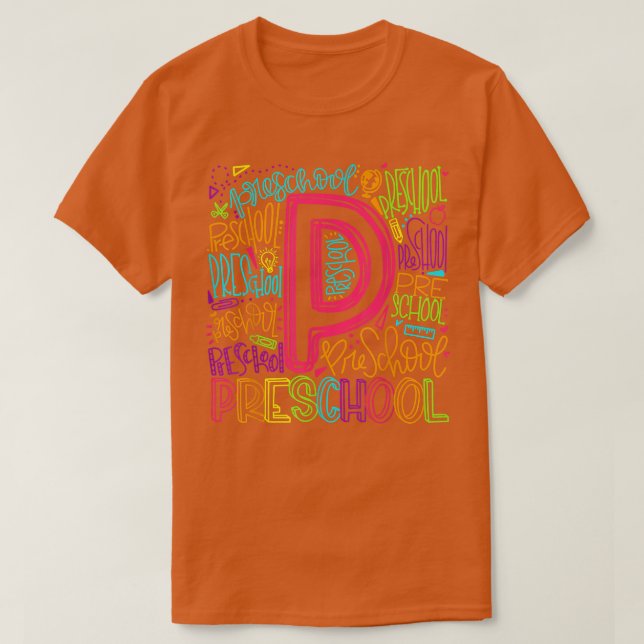 Preschool Typography Back To School Early Childhoo T-Shirt (Design Front)