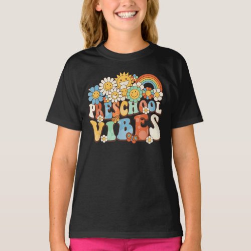 Preschool Vibes Retro Teacher First Day of School T_Shirt