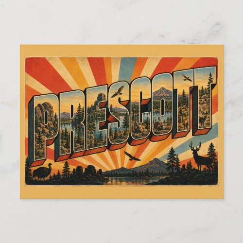 Prescott Arizona Mountain Forest Lake Art Postcard