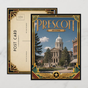 Prescott Arizona Vintage Art Deco Golden Age Postcard