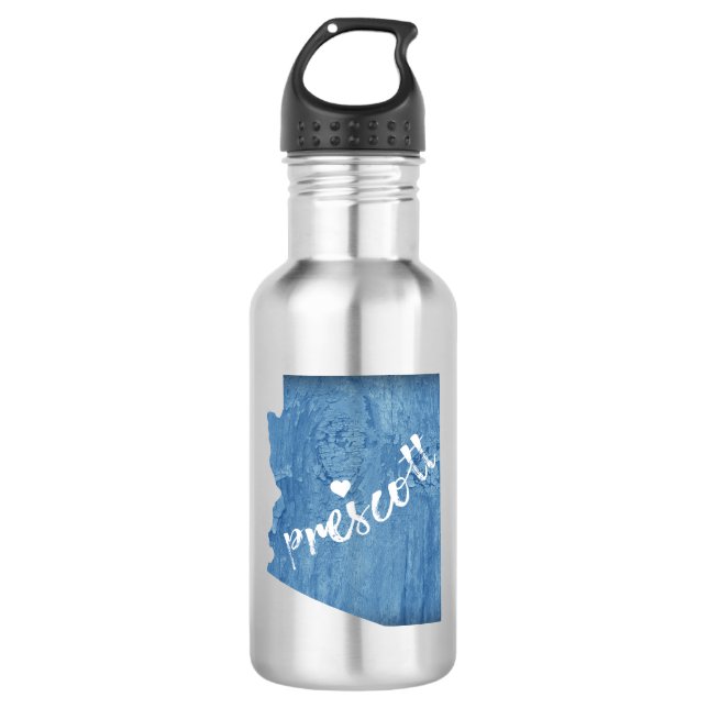 Prescott Arizona Wood Grain Stainless Steel Water Bottle (Front)