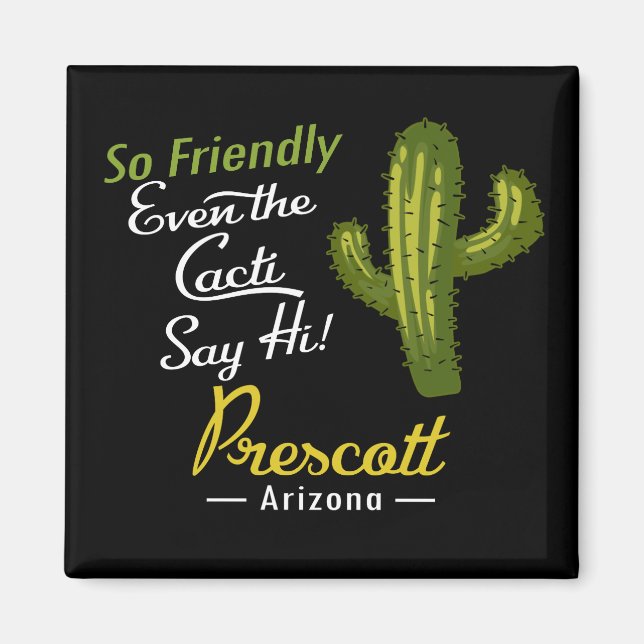 Prescott Cactus Funny Retro Magnet (Front)