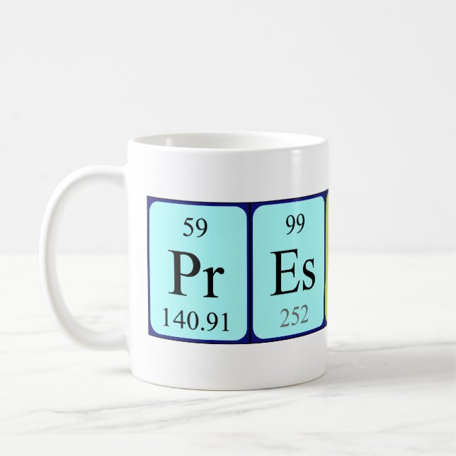 Prescott periodic table name mug (Left)