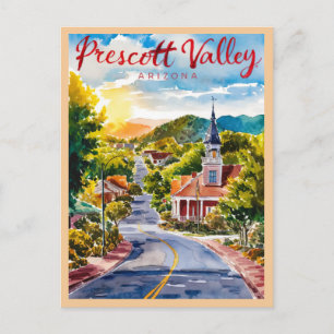 Prescott Valley, Arizona Watercolor Painting Postcard