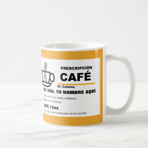 Prescripcin de Caf taza Coffee Mug