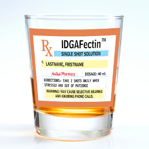 Prescription Bottle Funny Gag Gift Shot Glass