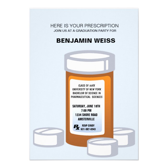 Prescription Bottle Pharmacist Graduation Invitati Custom Announcement