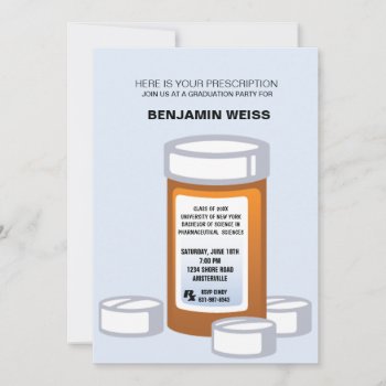 Prescription Bottle Pharmacist Graduation Invitati Invitation by PixiePrints at Zazzle