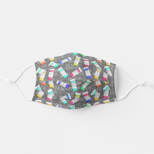 Prescription Bottles Grey Adult Cloth Face Mask (Front, Unfolded)