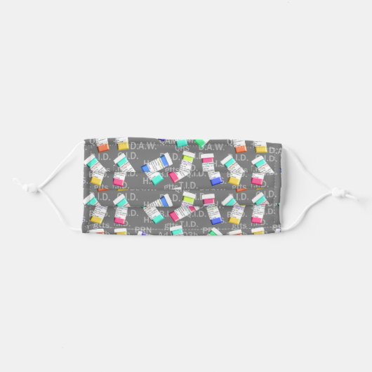 Prescription Bottles Grey Adult Cloth Face Mask (Front, Folded)
