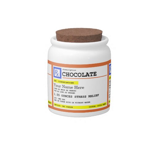 Prescription Chocolate Customizable Name   Candy Jar