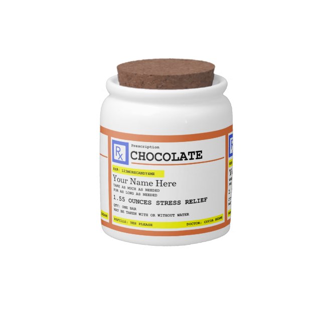 Prescription Chocolate Customizable Name   Candy Jar (Front)