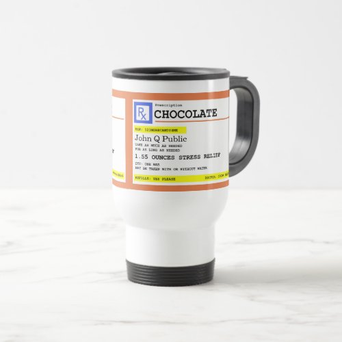 Prescription Chocolate Customizable Name   Travel Mug