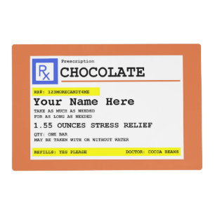 Prescription Chocolate Customized Placemat