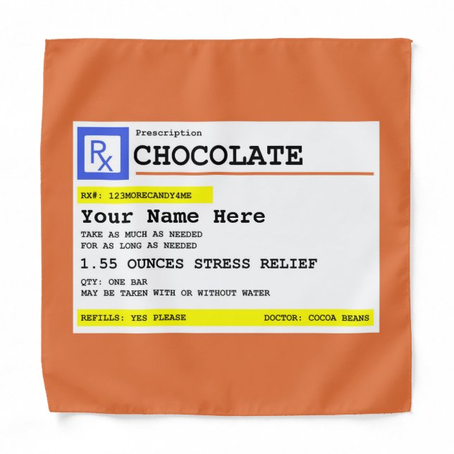 Prescription Chocolate Personalized  Bandana (Front)