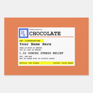 Prescription Chocolate Personalized  Wrapping Paper Sheets