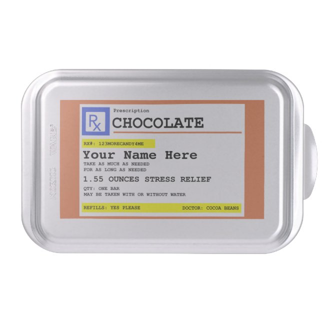 Prescription Chocolate with Name   Cake Pan (Front)