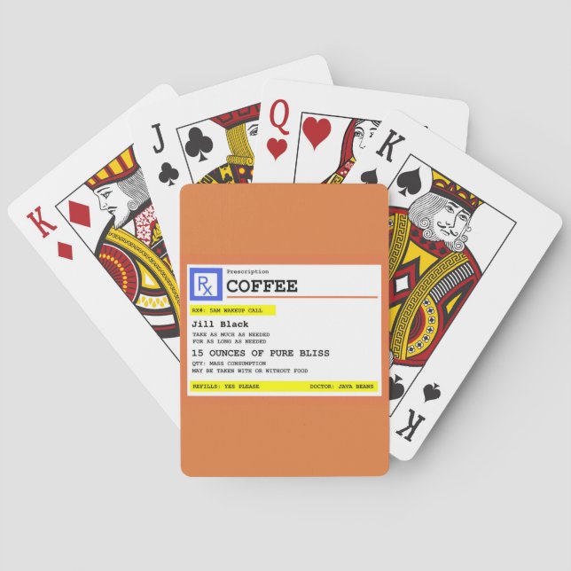 Prescription Coffee Funny Personalized Poker Cards (Back)