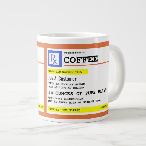 Prescription Coffee Jumbo Mug with Custom Name