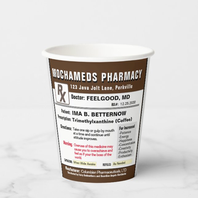 Prescription Coffee Paper Cups (Front)