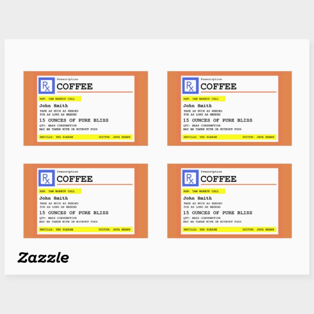 Prescription Coffee Rectanglular Personalized Rect Rectangular Sticker (Sheet)