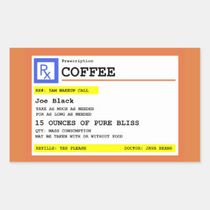 Prescription Coffee Rectanglular Personalized Rectangular Sticker