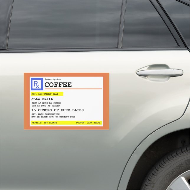 Prescription Coffee Rectangular Personalized Car Magnet (In Situ)