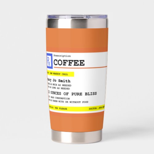 Prescription Coffee Square Personalized Insulated Tumbler