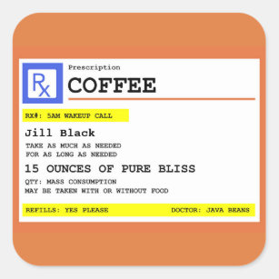 Prescription Coffee Square Personalized Square Sticker