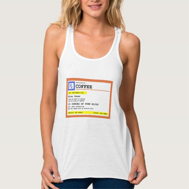 Prescription Coffee Square Personalized Tank Top (Front)