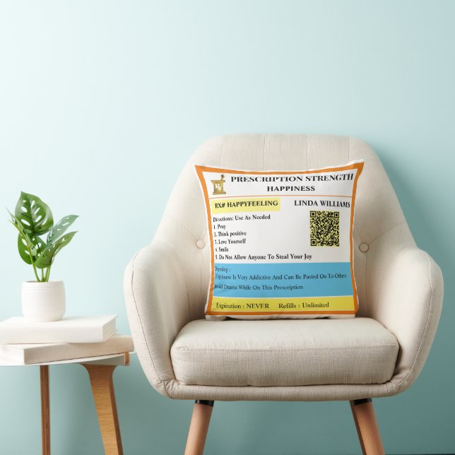 Prescription Designed   Throw Pillow (Chair)