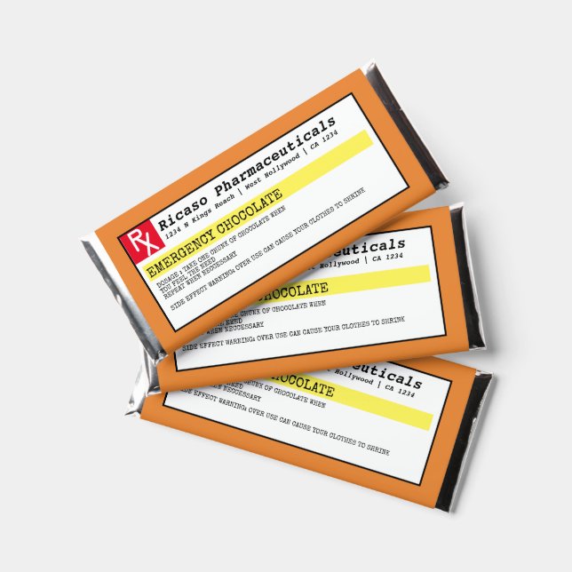 Prescription for Chocolate Novelty Personalized Hershey Bar Favors (Front)