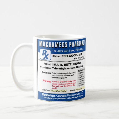 Prescription for Coffee Rectangular Sticker Coffee Mug