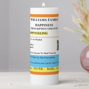 Prescription for happiness pillar candle