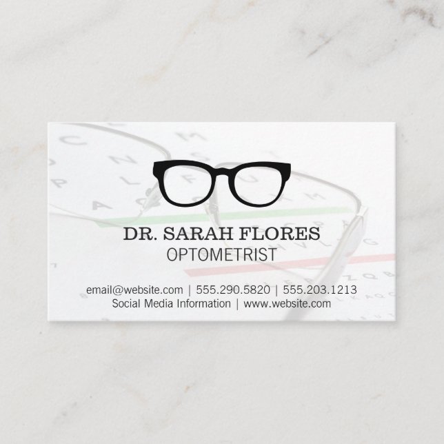 Prescription Glasses | Optometrist | Eye ware  Business Card (Front)