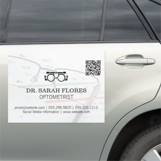 Prescription Glasses | Optometrist QR Code Car Magnet (In Situ)