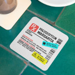 Prescription Margarita Funny Warning Label   Square Paper Coaster<br><div class="desc">This design may be personalized in the area provided by changing the photo and/or text. Or it can be customized by clicking Personalize this Template and then choosing the click to customize further option and delete or change the color of the background, add text, change the text color or style,...</div>