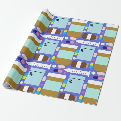 Prescription Medication Medical Collage Wrapping Paper