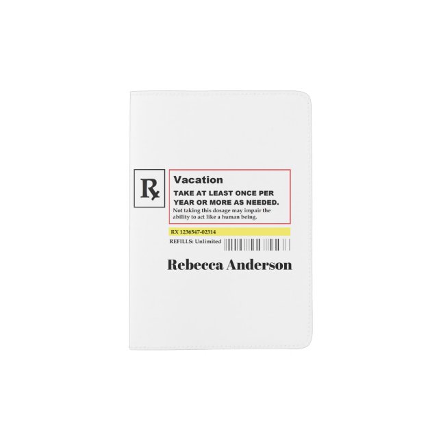 Prescription Personalized  Passport Holder (Front)