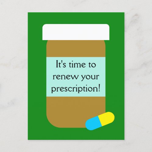 Prescription Renewal Pharmacy Postcard