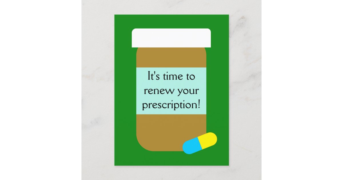 Prescription Renewal Pharmacy Postcard Zazzle