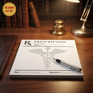 Prescription RX Pad Editable Doctor Caduceus 