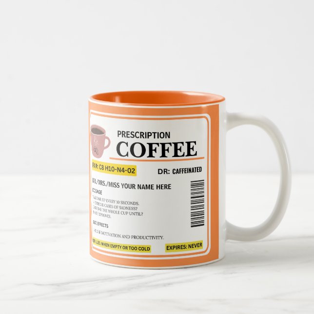 Prescription RX Prescription Coffee  Two-Tone Coffee Mug (Right)