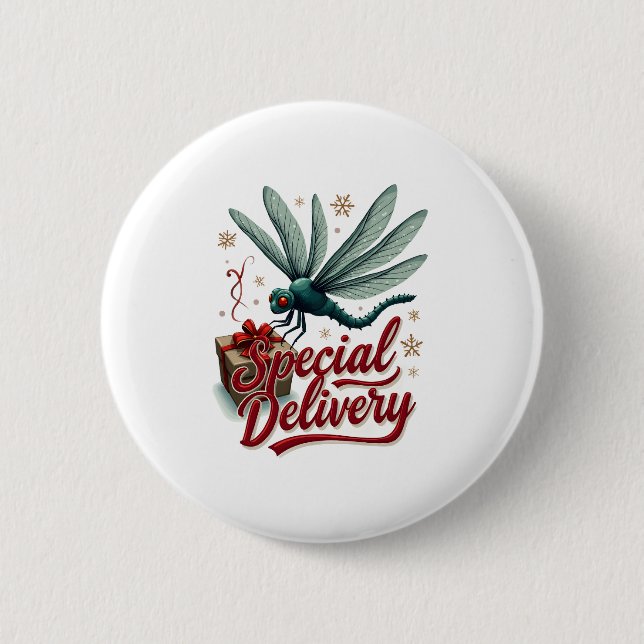 Present Delivery Dragonfly Button (Front)