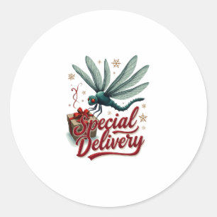 Present Delivery Dragonfly Classic Round Sticker