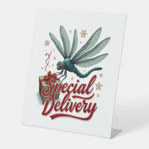 Present Delivery Dragonfly Pedestal Sign